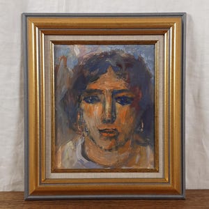 Ritratto femminile d'epoca - Dipinto a guazzo figurativo originale - Arte europea dell'artista Geta