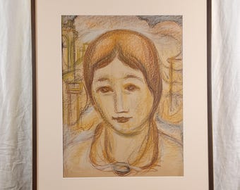 1950 年代のパステル画の女性の肖像画、ジョセフ ポーターの