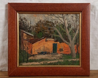 Peinture à l'huile originale, Artiste ukrainien, Vieille maison, Campagne, Paysage, Oeuvre d'art originale