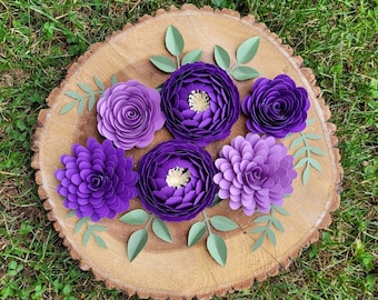 Purple Paper Flowers – 3D Wall Decor for Nursery, Baby Shower Floral Arrangement