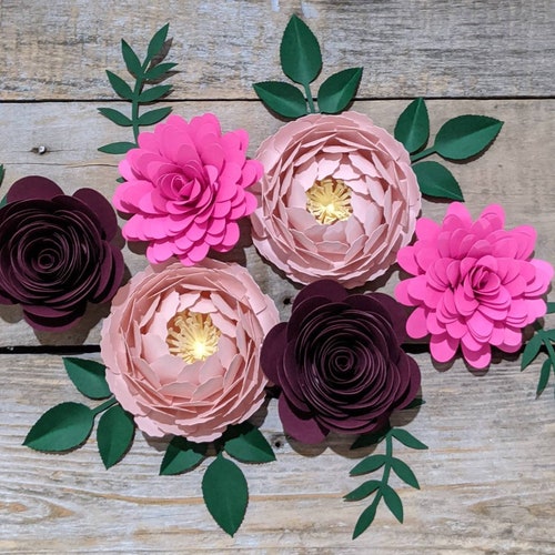 Paper Flower Set of 6 Nursery Wall Flowers for Baby Name Etsy