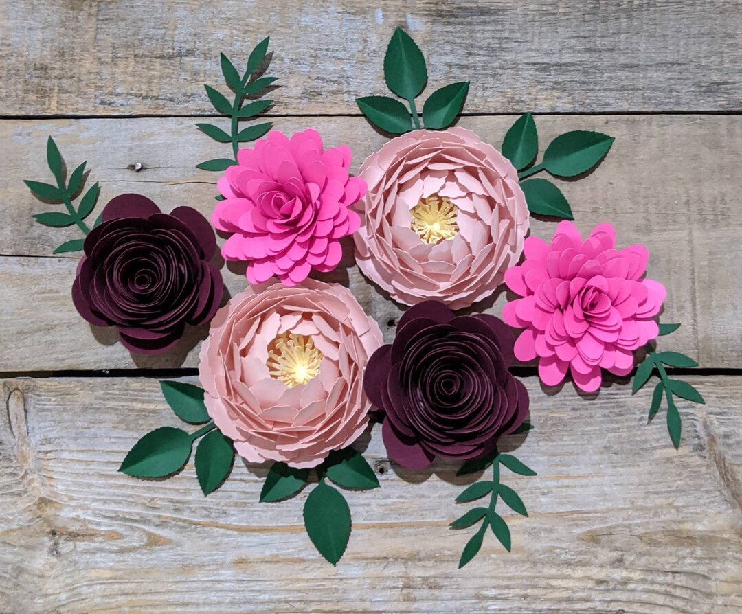 Paper Flower Set of 6 Nursery Wall Flowers for Baby Name Etsy