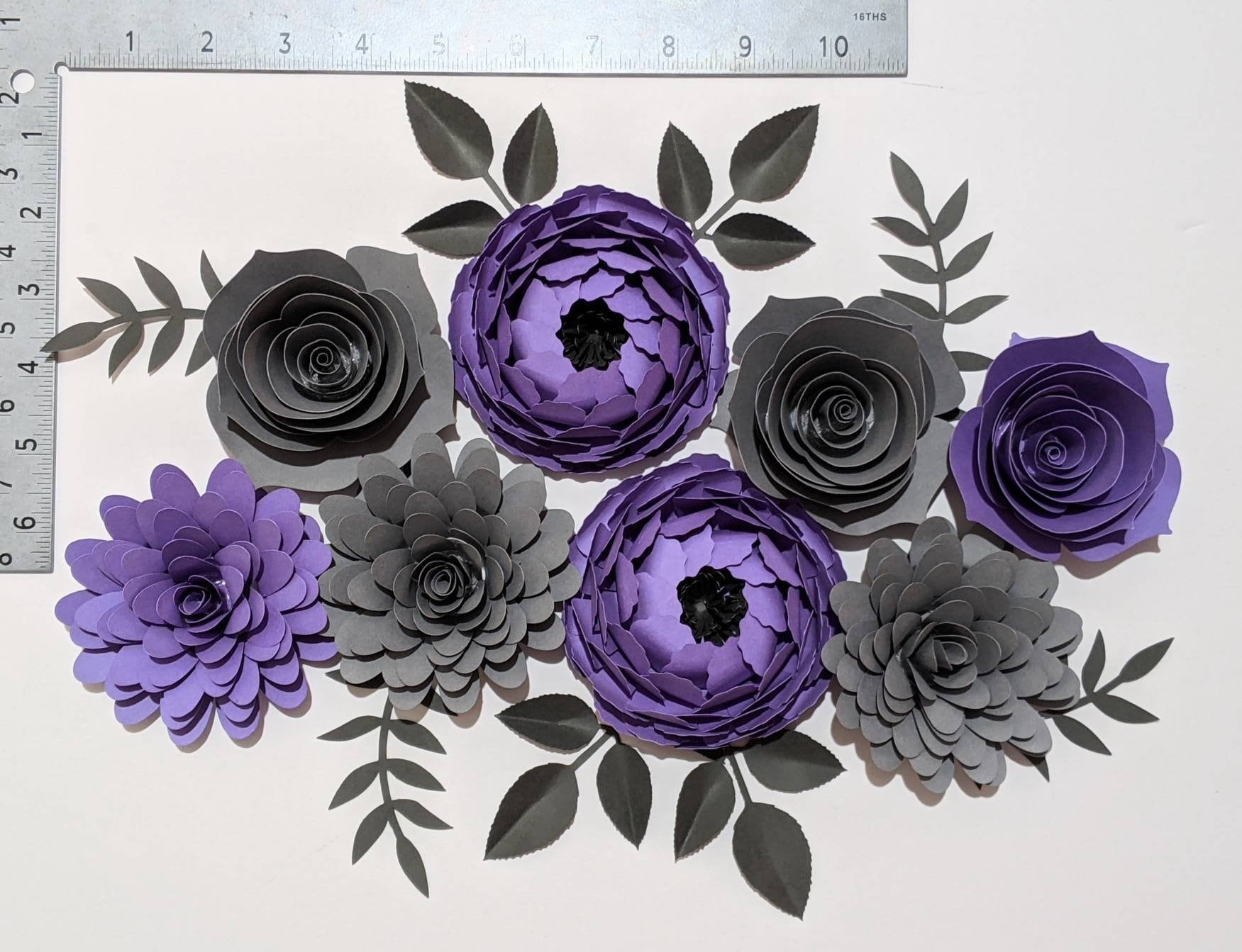 Gift Bouquet Paper Flowers Nursery Decor Paper Flower Bouquet Purples, Gray  and White 
