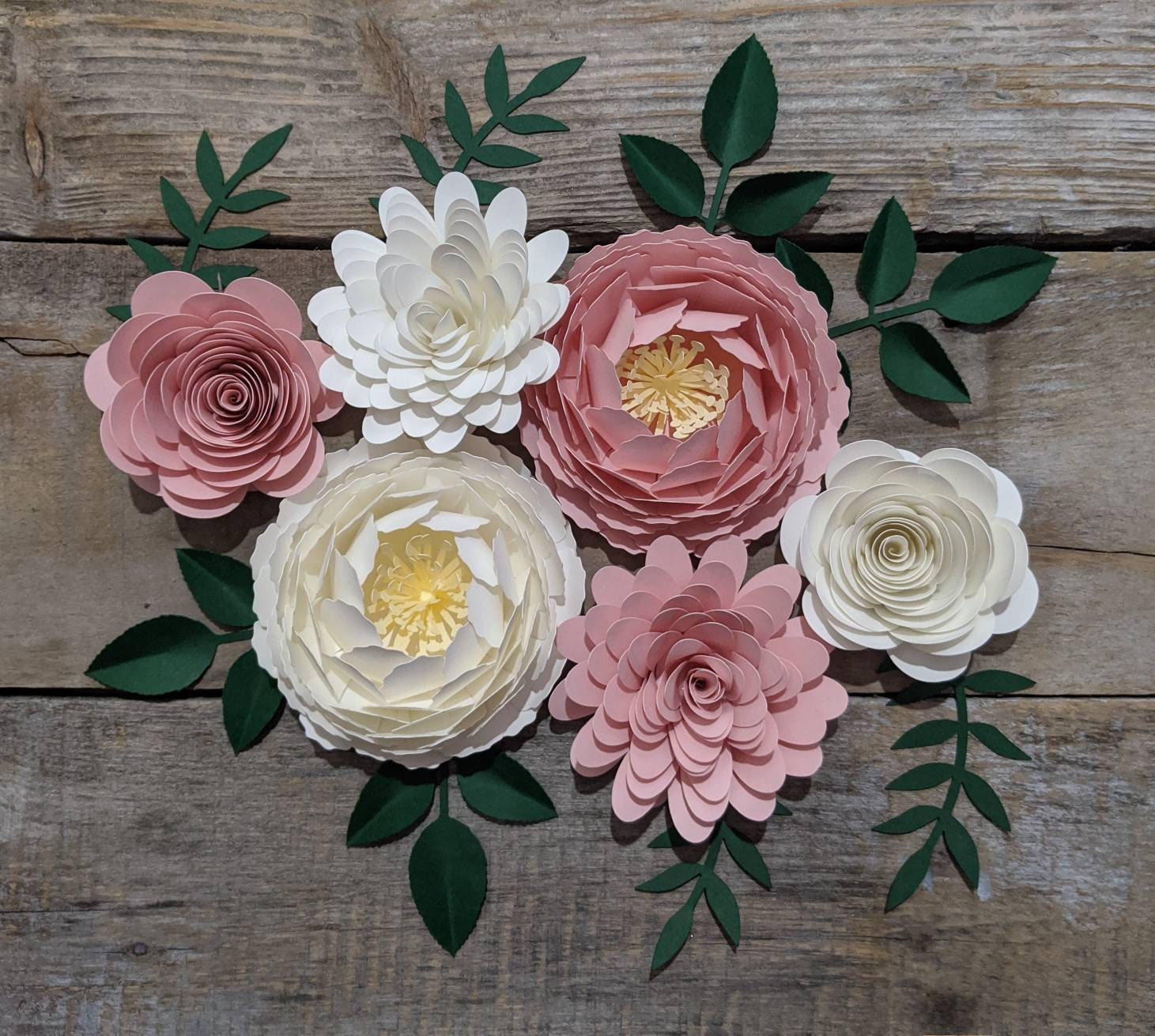 3D Paper Flowers Wall Decor, Pink and White Party Decorations (2 Sizes, 9  Pieces), PACK - Kroger