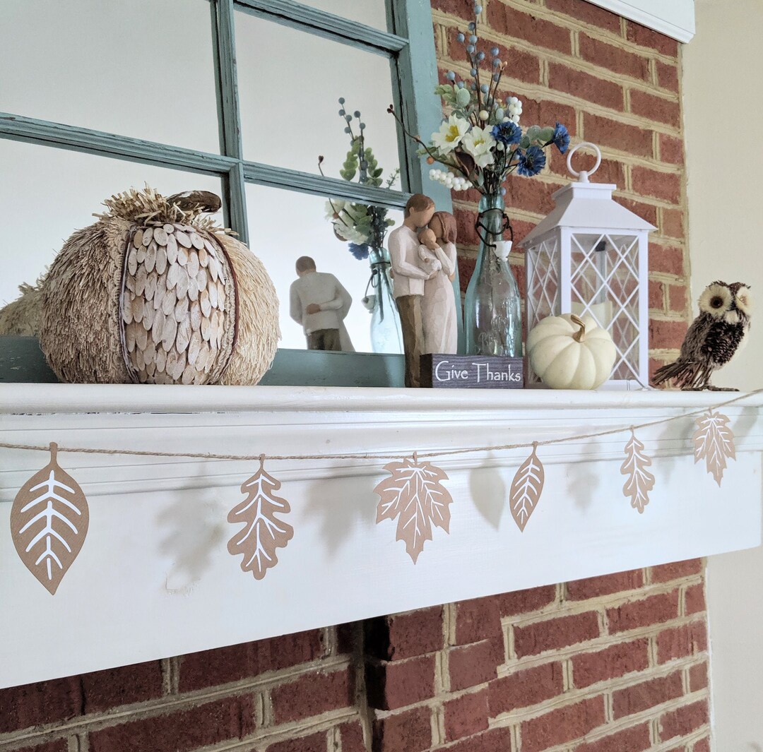 Fall Leaf Garland for Mantel, Fall Bridal Shower Decor, Neutral Fall ...