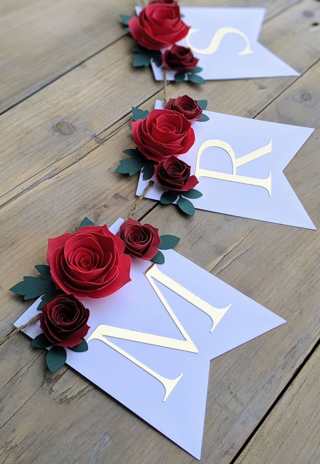 Valentine's Day Decor, Red Paper Rose Banner, Beauty & the Beast First ...