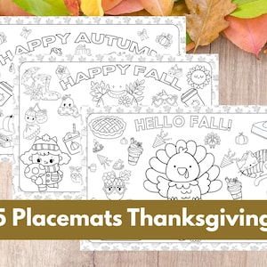 Thanksgiving Coloring Placemat for Kids, Autumn Table Decor (Printable PDF)