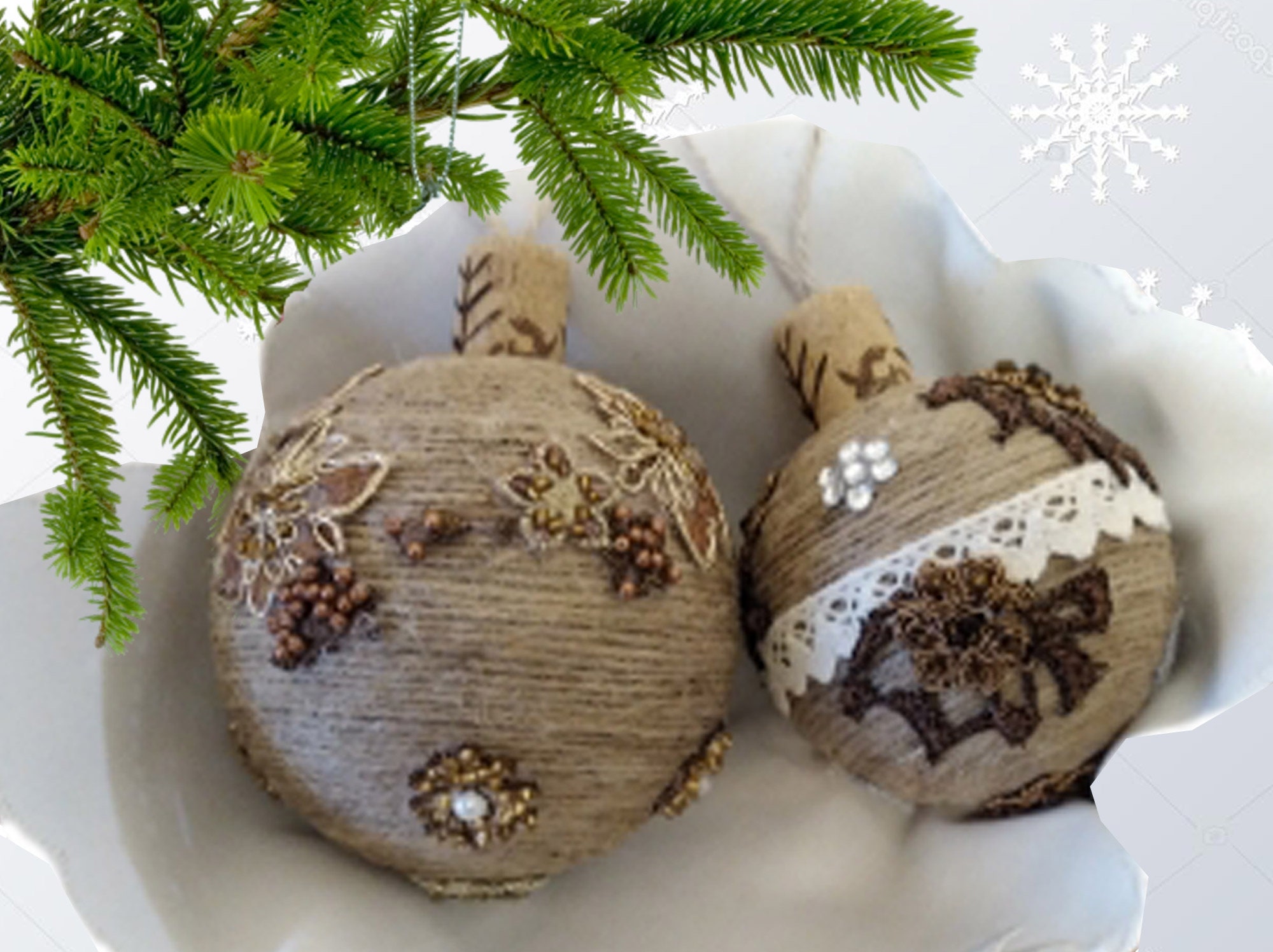 Christmas tree decor Twine Christmas Ornaments Christmas Etsy