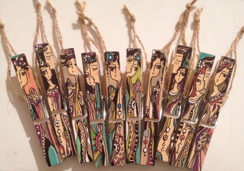 Clothespins. Wooden Handpainted Decorative Etsy