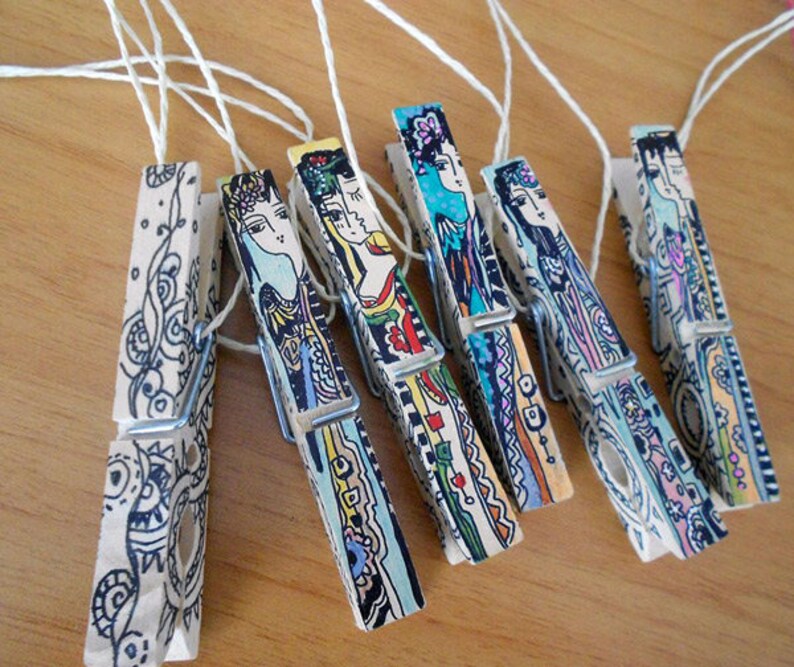 Clothespins. Wooden Hand-painted Decorative - Etsy