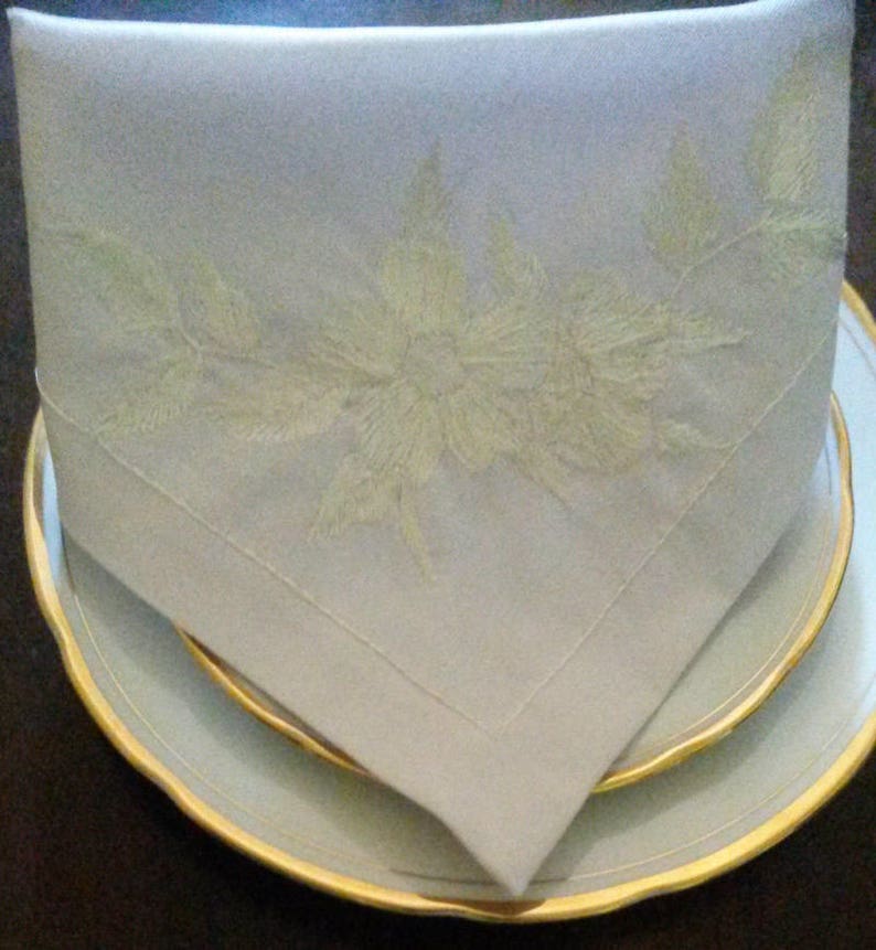 Embroidered Linen Napkins, Wedding Napkins, Napkins With Alpine Flowers Etsy
