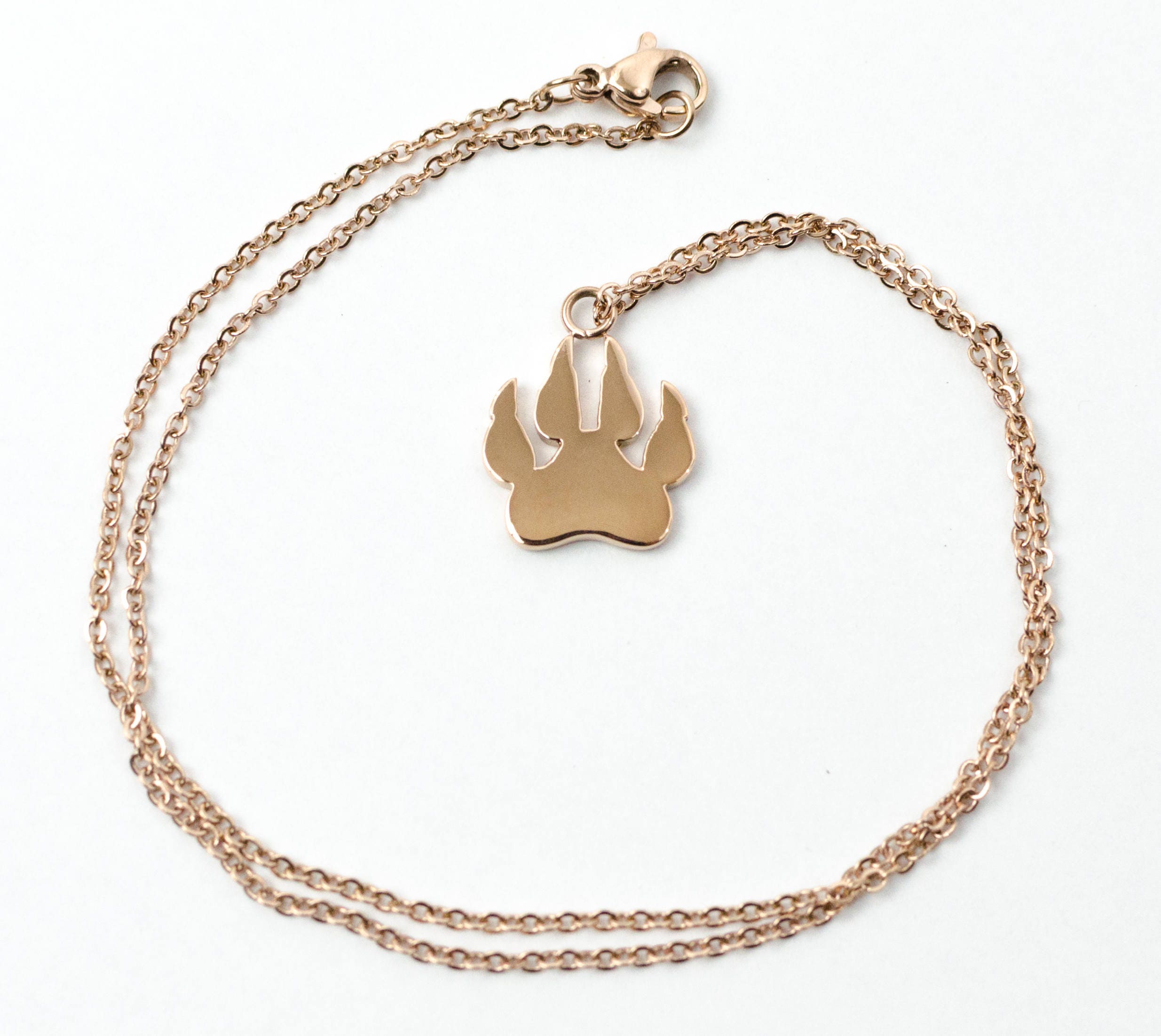 Paw Print Necklace Rose Gold Pet Necklace Etsy UK