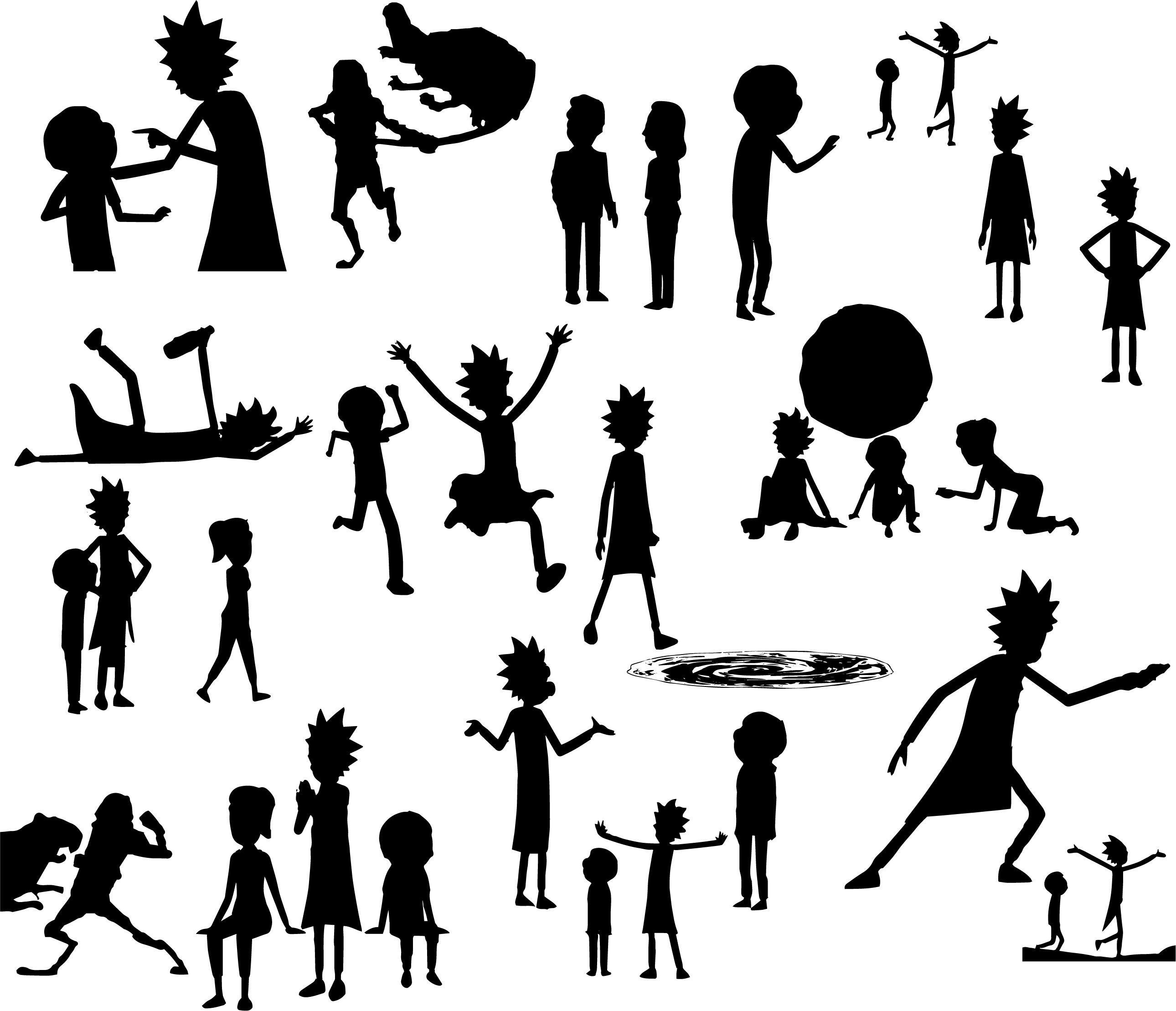 rick and morty silhouettes rick sanchez svg digital art download