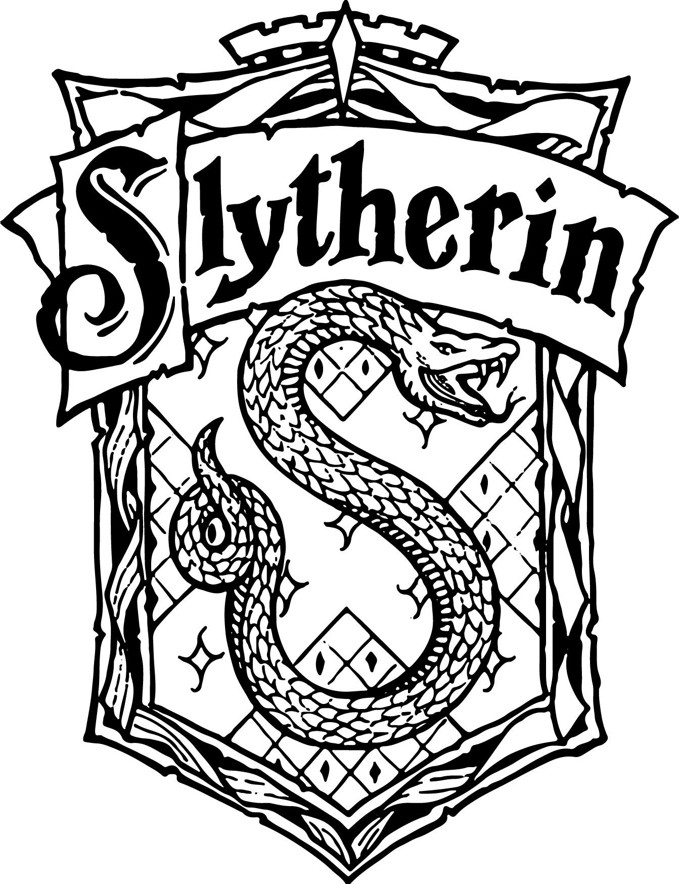 Slytherin Crest Emblem Badge SVG Harry Potter Hogwart's | Etsy
