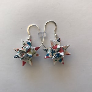 Moravian Star Earrings—Floral Multi-color (004)