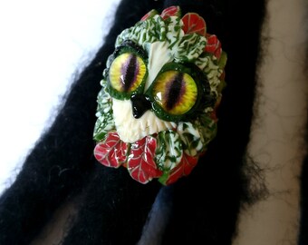 Owl with huge eyes, animal bead, dreadlock bead, dread bead, dreadlock jewelry, birdie dread bead