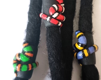 coral snake, bright stripes, bright colors for dreadlocks, dread decoration, animal dreadlock bead, dread accessories, dreadlock cuff