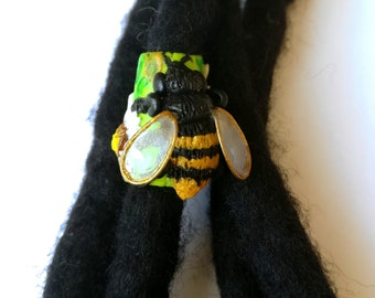 Bumblebee, insect bead, bee, dread decoration, striped, black, yelow, dread accessories, dreadlock bead, snazzy bead