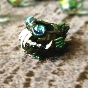 Abyss Creature Dread Bead, Deep Sea Predator Hair Bead, Dark Fantasy Dreadlock Jewelry, Angler Fish Charm for Dreads