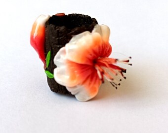 peach blossom, flower bead, dread lock, dread decoration, hair jewelry, dread accessorie, dreadlock cuff, hair decoration, hair accessories