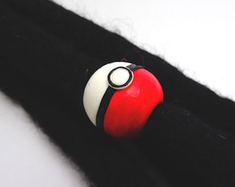 Pokeball, hair bead, hair accessorie, dread decoration, hair jewelry, dread accessories, dreadlock cuff, hair decoration, red and white