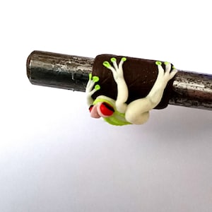 Frog, glow in the dark, frog with red eyes, dreadlock bead, hair accessories, dread decoration, hair jewelry, dread accessories