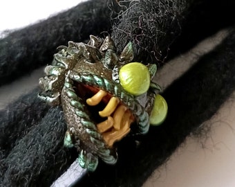 Deep sea monster fish, dragon fish, hedgehog fish, animal dreadlock bead, dread decoration, dread accessories