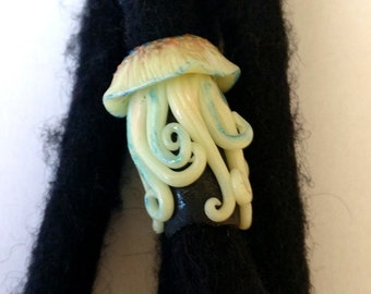 Jellyfish, dreadlock bead, mini-sculpture, glow in the dark, hallowin style, dread decoration, animal dreadlock bead, dread accessories