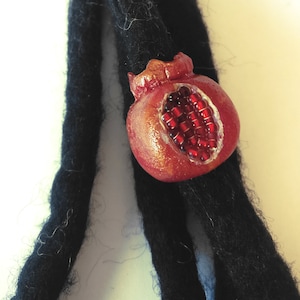 Pomegranate Fruit, dreadlock bead, red fruit, dread decoration, fruit bead, dreadlocks, dread accessories, dreadlock cuff