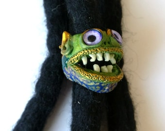 Monsters, recreative faces, Halloween, mini sculpture, dreadlock bead, hair accessories, dread decoration, hair jewelry, dread accessories