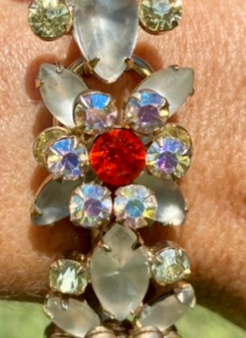 Gorgeous DeLizza and Elster Juliana shops 5 Link Bracelet, AB Rhinestones and Frosted Navettes