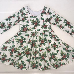 Holly dress Christmas dress red and green holiday dress family photo dress Christmas party dress