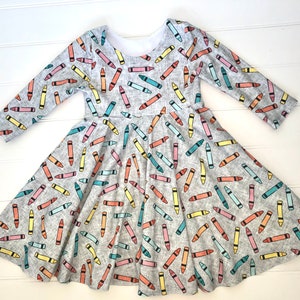 Willa dress crayon dress back to school dress first day of school dress art party dress art birthday dress
