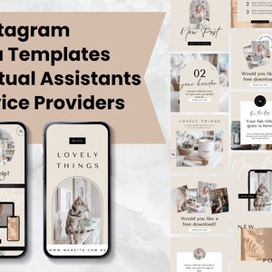 Pode incluir: Uma cole&ccedil;&atilde;o de 50 modelos Canva para Instagram para assistentes virtuais e prestadores de servi&ccedil;os. Os modelos apresentam uma est&eacute;tica minimalista com uma paleta de cores neutras bege, marrom e branco. Os modelos incluem caixas de texto para adicionar seu pr&oacute;prio conte&uacute;do, bem como imagens e &iacute;cones. Os modelos s&atilde;o projetados para ajud&aacute;-lo a criar postagens profissionais e envolventes no Instagram.