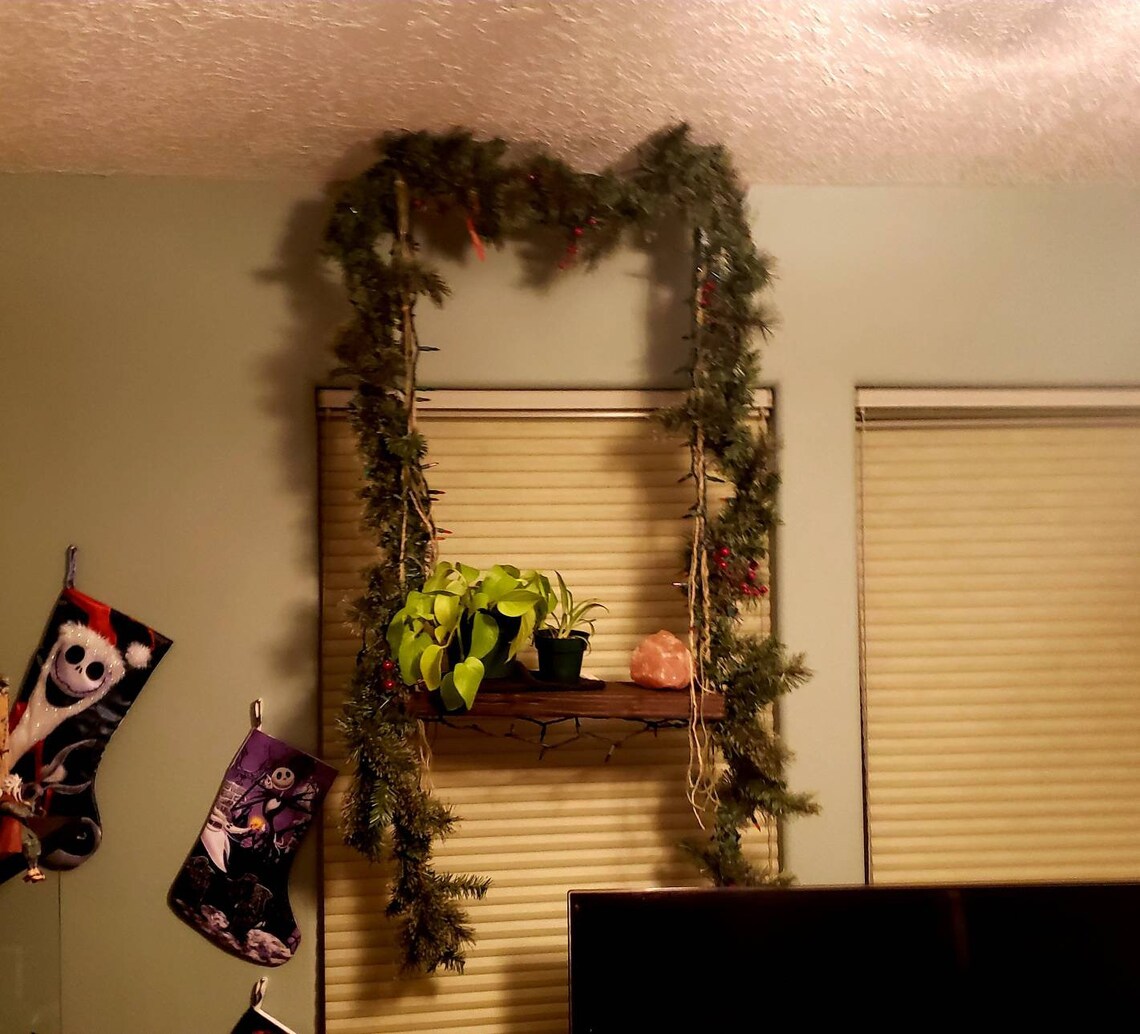 Christmas Garland plugin lights Hanging Shelves Etsy