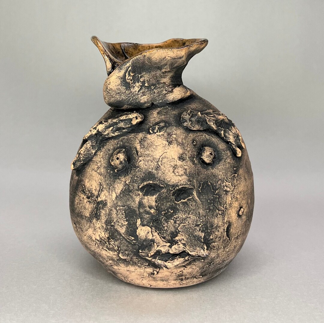 Ceramic Vase With Face, Wheel Thrown Pottery - Etsy