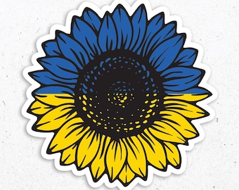 Ukrainian Flag Sunflower Sticker, Ukrainian Support Decal