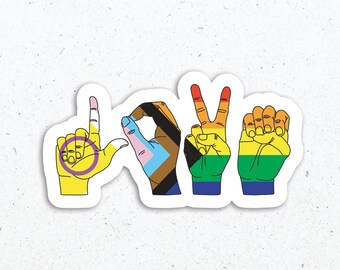 LGBT ASL Love Sticker, Pride Flag, lgbtq Stickers, lgbt Gift, Gay Pride Sticker, ASL Gifts, Laptop Decal, Vinyl Sticker, Vinyl Decal