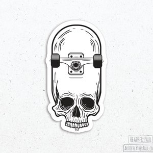 Skateboard Skull Sticker, Skateboarder Gifts, Skateboard Aesthetic, Skateboard Vibes, Journal Sticker, Laptop Decal, Vinyl Sticker