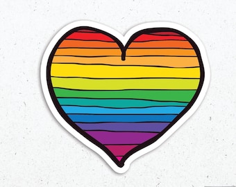 Rainbow Heart Sticker, Rainbow Sticker, LGBTQIA Sticker, LGBTQ Sticker, Laptop Decal, Vinyl Sticker, Vinyl Decal, Water Resistant