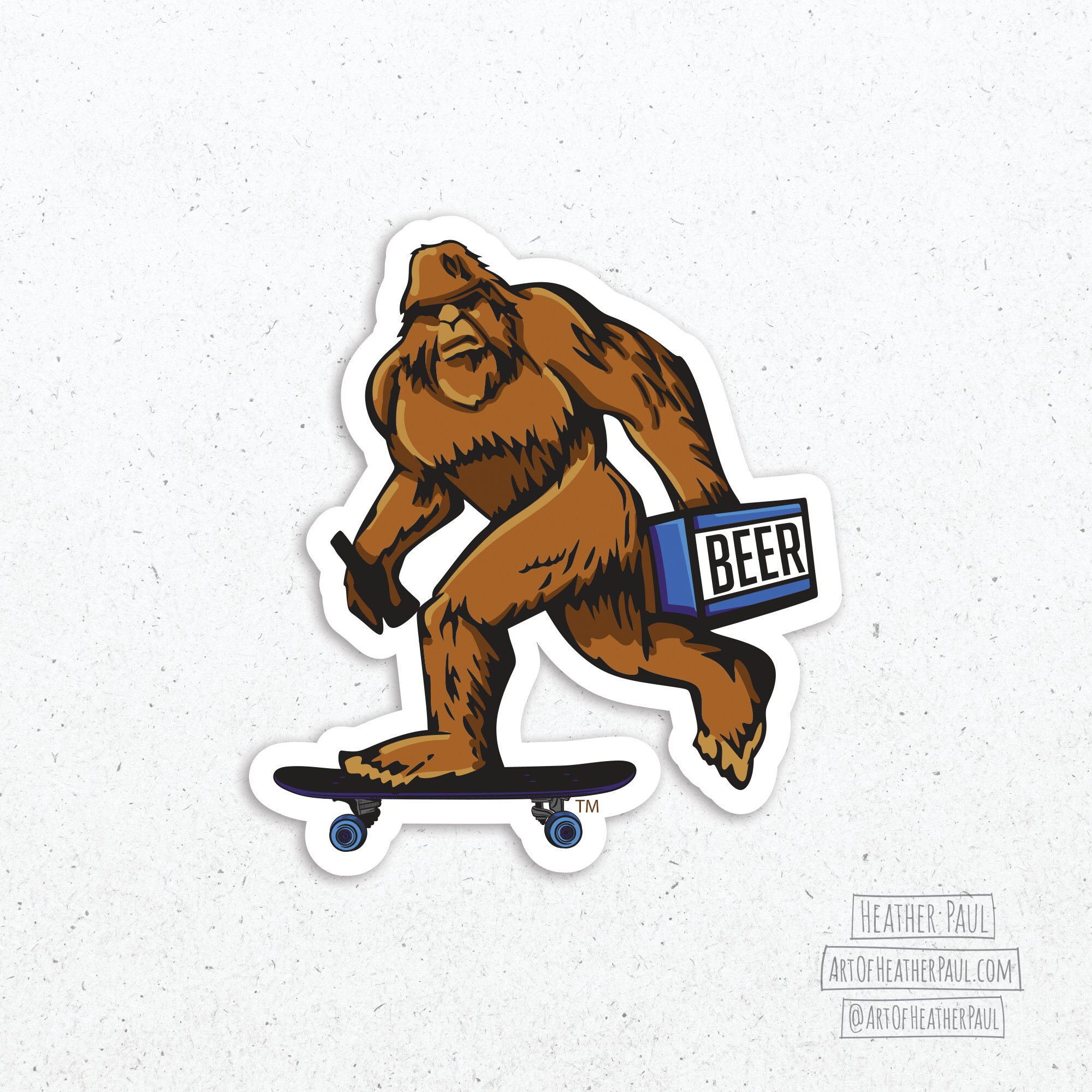 Skateboarding Bigfoot Sticker, Skateboarder Gifts, Skateboard