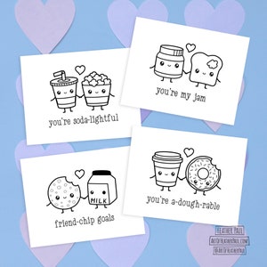 Färben Sie Ihre eigenen Valentinstagskarten, Essen Wortspiel Valentinstagskarten, Punny Valentines, Instant Download, druckbare Valentinstagskarten für Kinder, Digital