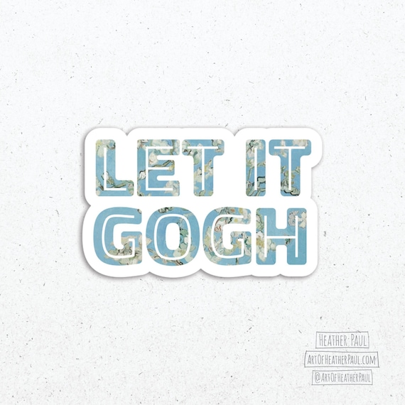 Let It Gogh Sticker, Vincent van Gogh, Starry Night, Almond Blossoms, Laptop Decal, Vinyl Sticker, Vinyl Decal, Water Resistant