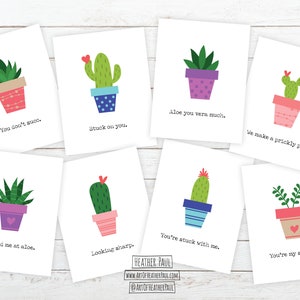 Jeu de cartes succulentes jeu de mots, succulente Saint-Valentin, cactus Saint-Valentin, cactus jeu de mots, téléchargement immédiat, imprimable Saint-Valentin, téléchargement numérique, carte de correspondance