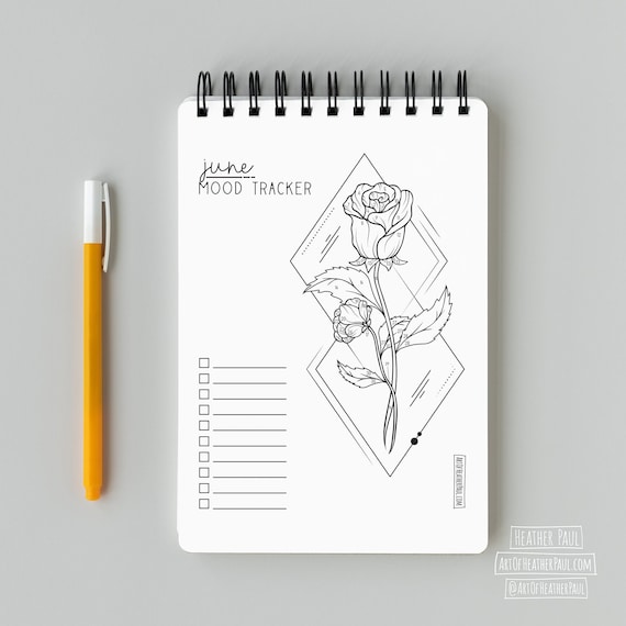 June Mood Tracker Bullet Journal Letter A4 A5 Printable - Etsy