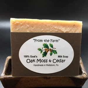 Oak moss and cedar goats milk soap exfoliating