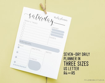 Daily Schedule Printable, Productivity Planner for Instant Download