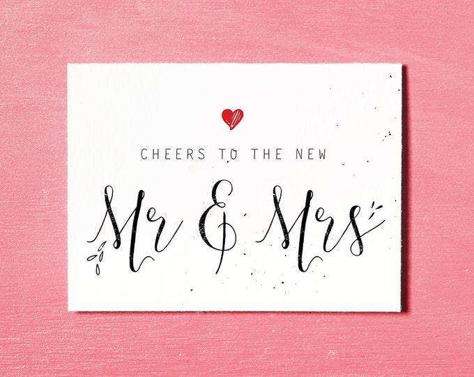 Mr &amp; Mrs Printable, Wedding Card Congratulations, Bride and Groom Card ...
