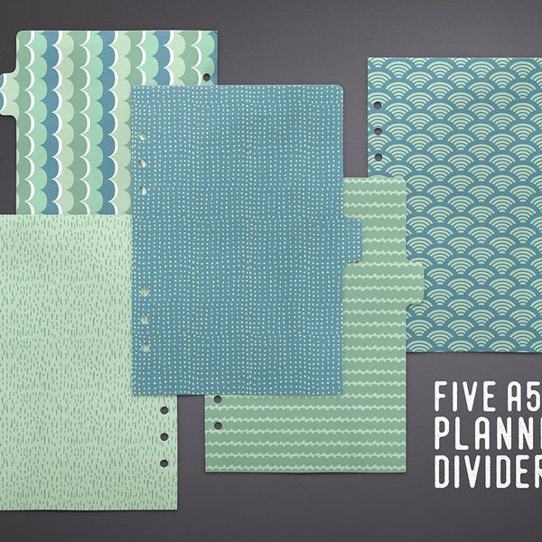 A5 Planner Dividers, Instant Download Printable Tabbed Dividers, A5 Filofax, Kikki K Large, A5 Binder, Tab Divider, Printable Planner