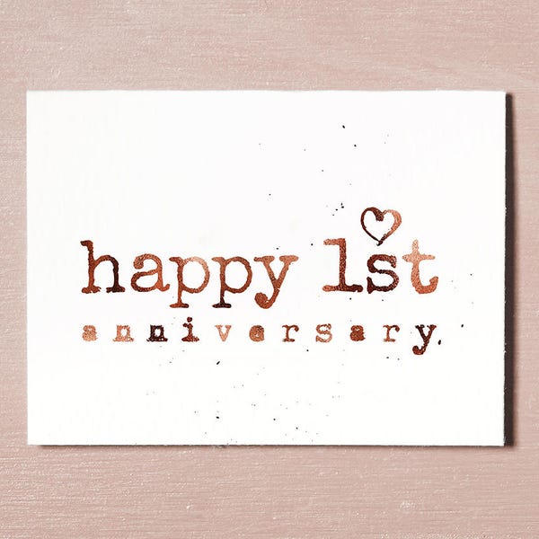 First Anniversary Card, Instant Download Printable, 1 Year Anniversary, Couples Card, Celebration Rose Gold Card, Anniversary Gift, Love You